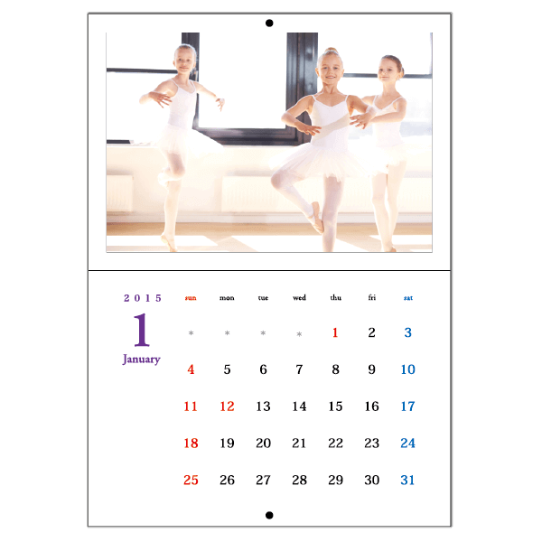バレエ教室のオリジナルカレンダー ムースタジオ